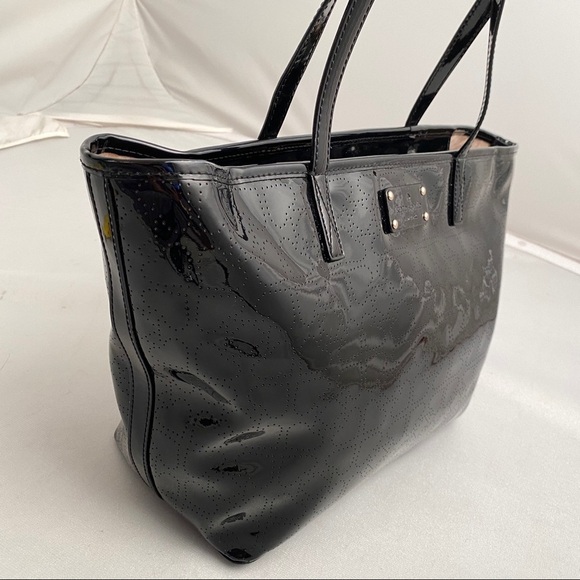 Kate Spade black perforated design patent leather Harmony Metro Tote - Picture 3 of 14